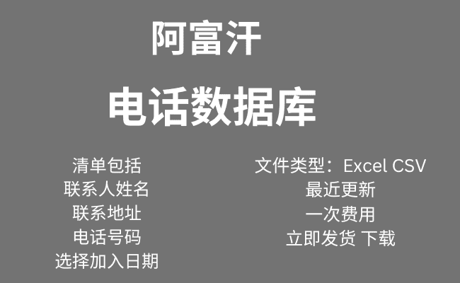 阿富汗 Whatsapp 数据库